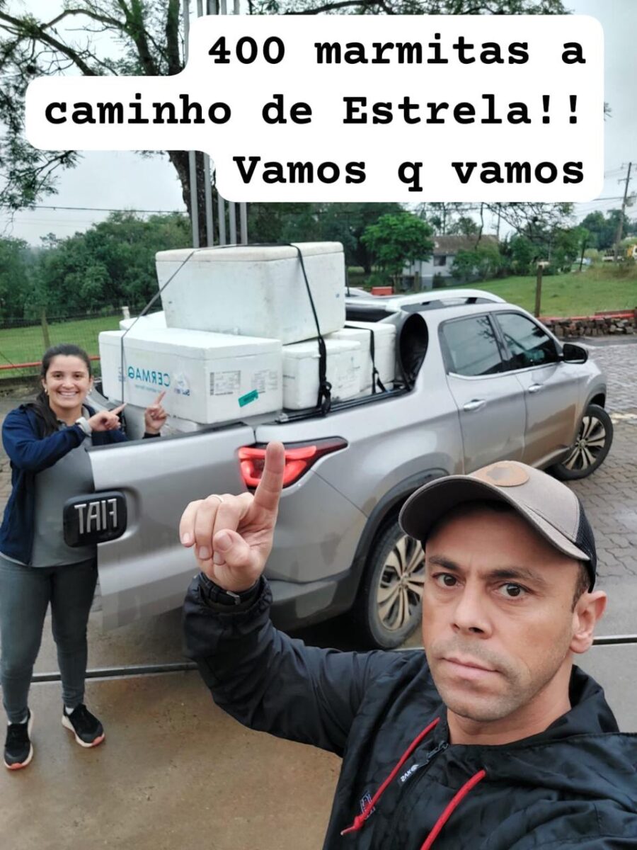 Voluntárias e voluntários em Lajeado, Rio Grande do Sul.